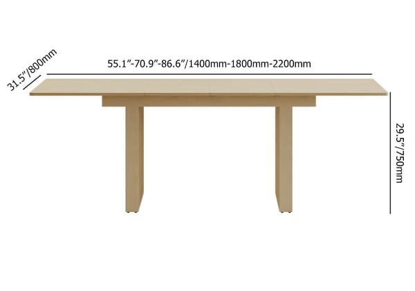 Japandi Rectangular Extendable Table