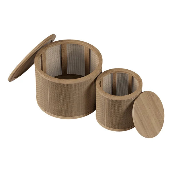 Japandi Rattan Coffee Table Set