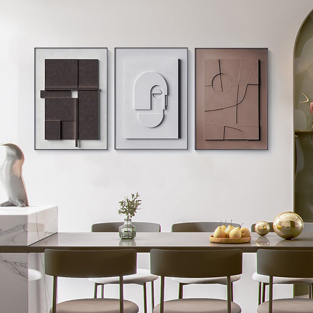 Japandi 3D Relief Canvas Wall Art Set (3 Pieces) – view 3