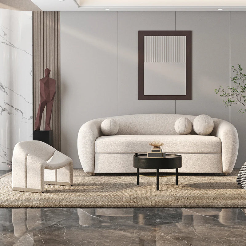 Japandi Teddy Velvet 3 Seaters Curved Sofa
