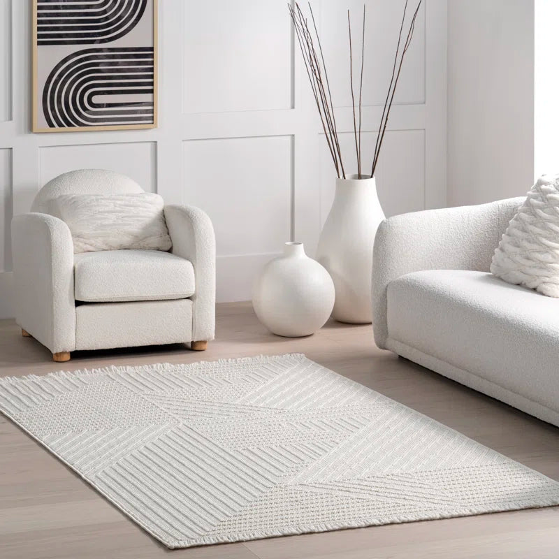 Japandi Geometric Woven Rug