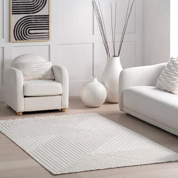 Japandi Geometric Woven Rug