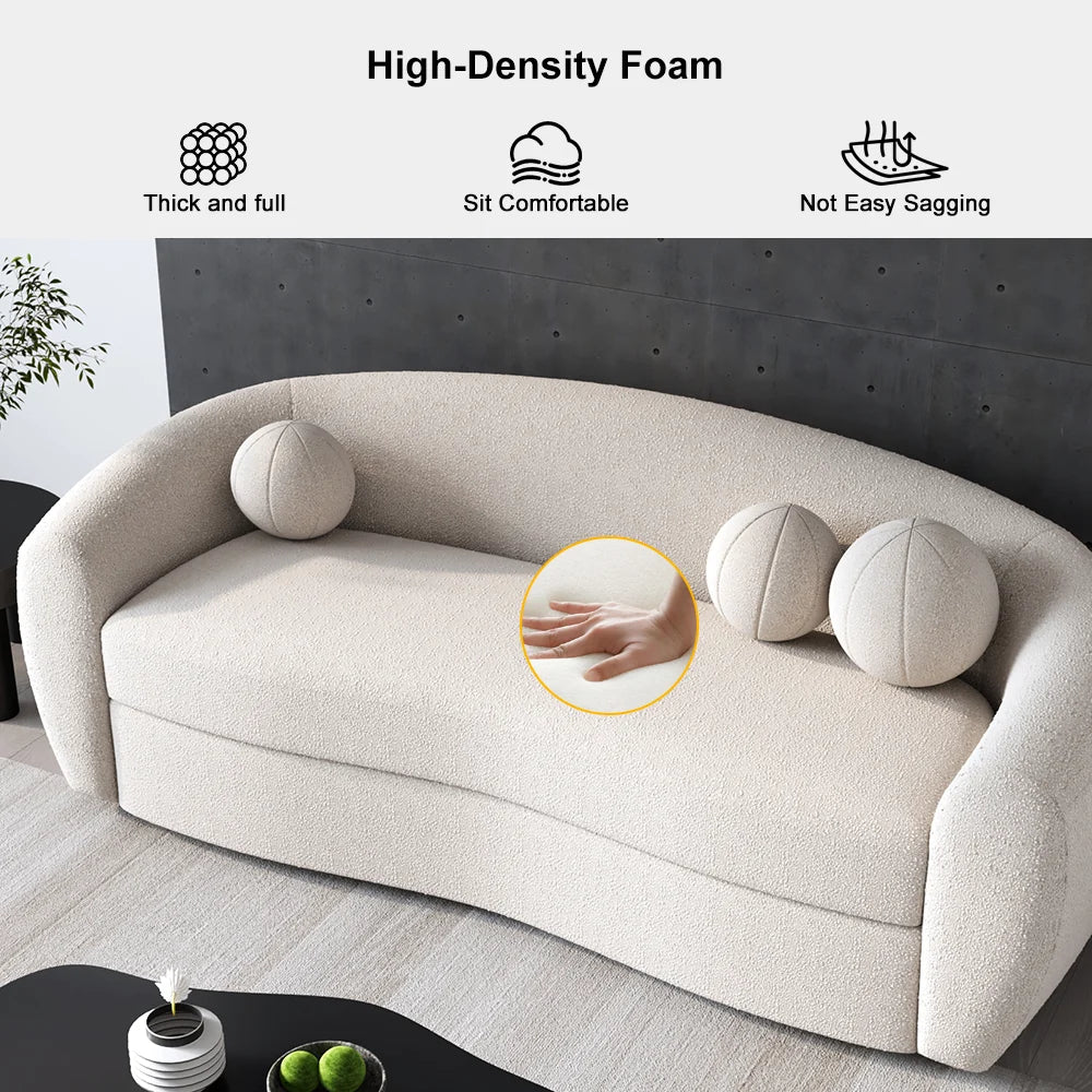 Japandi Teddy Velvet 3 Seaters Curved Sofa