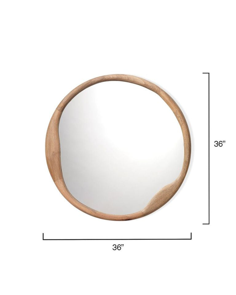 Japandi Wooden Round Mirror