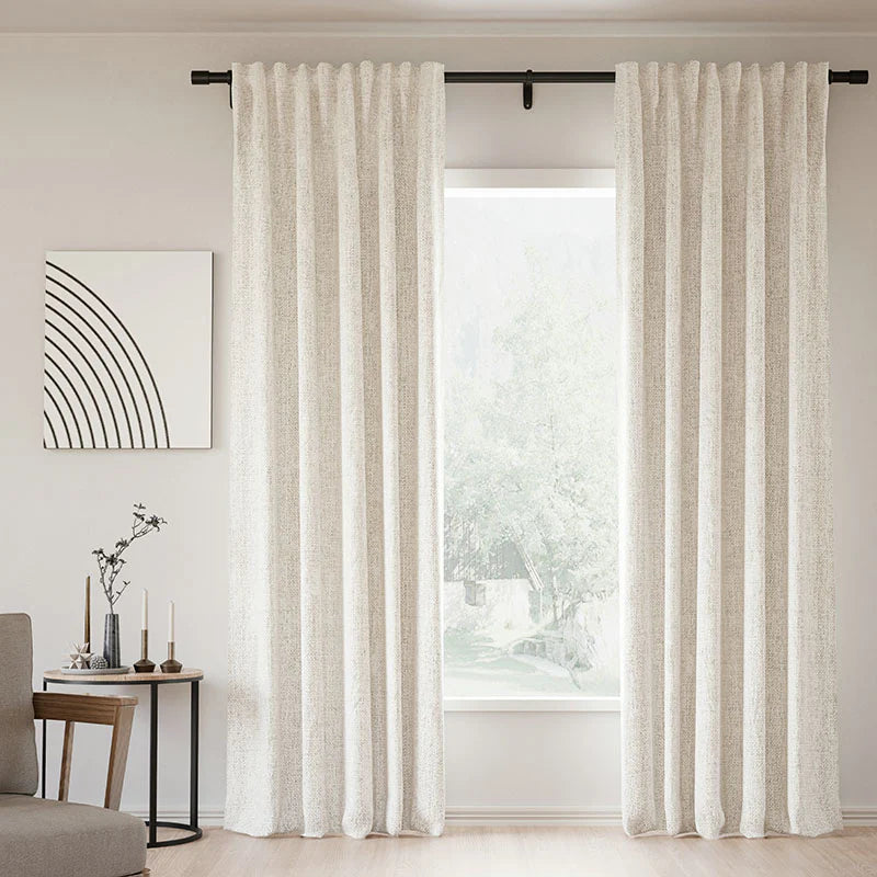 Japandi Linen Blackout Curtains | Soft Top