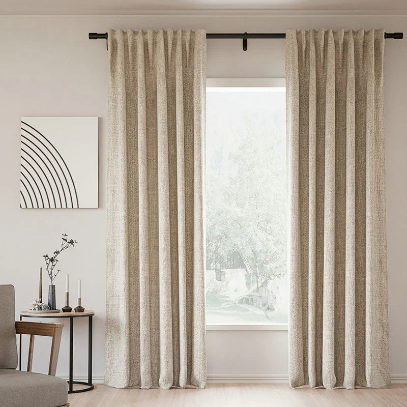Japandi Linen Blackout Curtains | Soft Top
