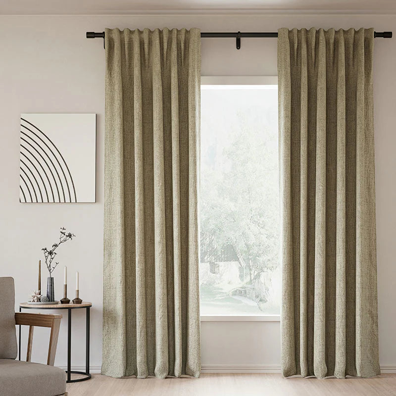 Japandi Linen Blackout Curtains | Soft Top