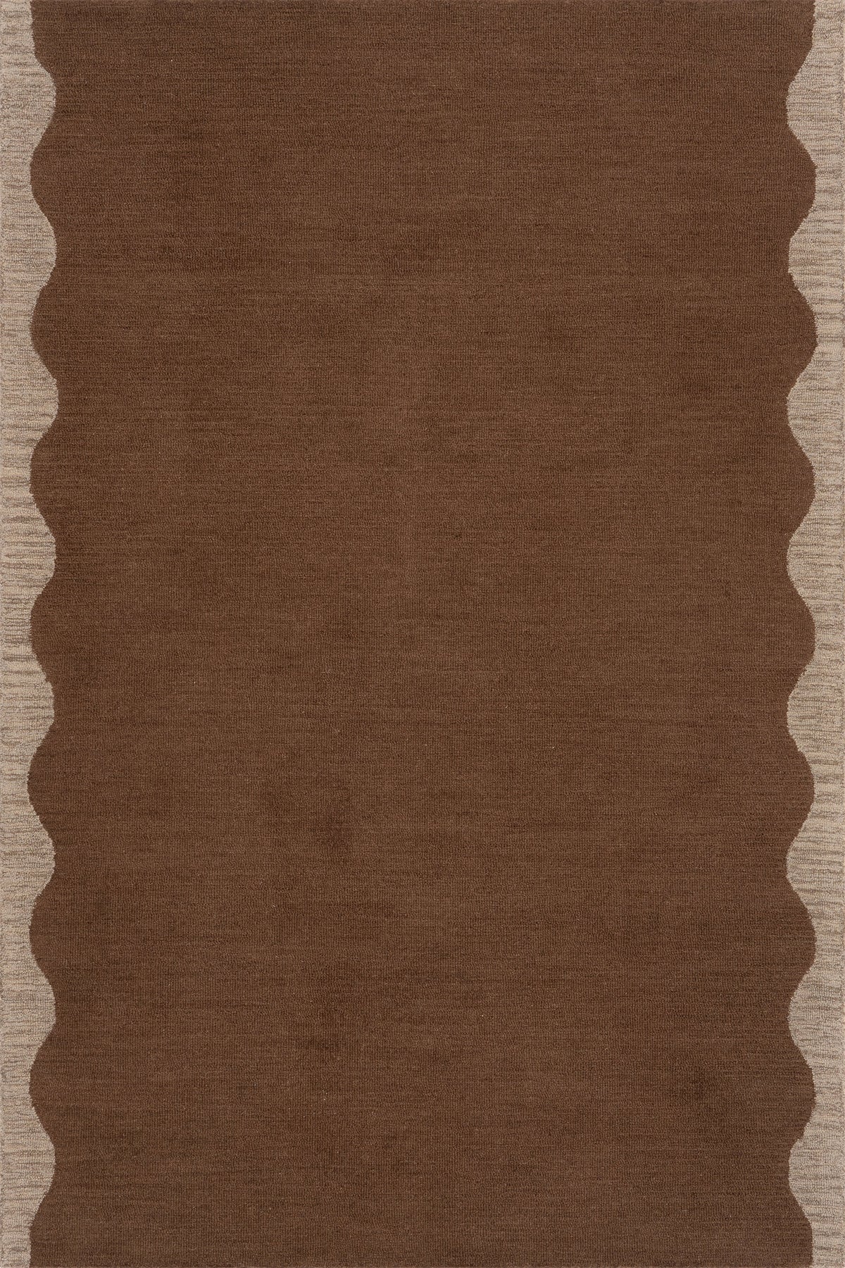 Japandi Chocolate Brown Wool Rug - Ondine