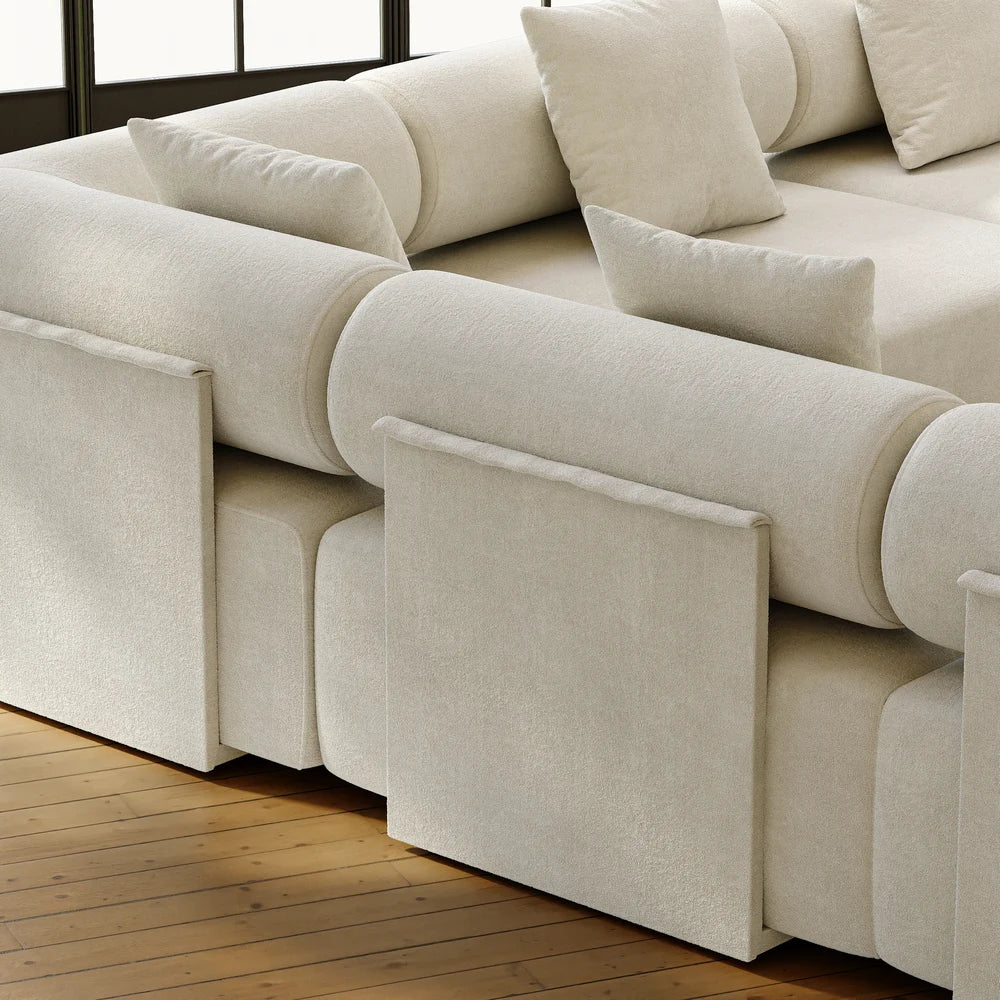 Japandi Velvet L-Shape Sectional Sofa