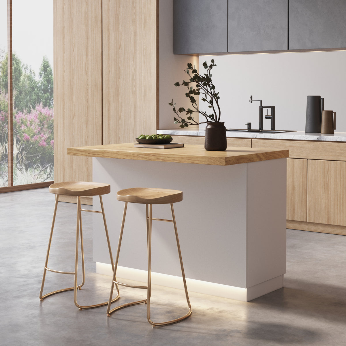 Japandi Natural Wood & White Kitchen Island - 50" – view 2