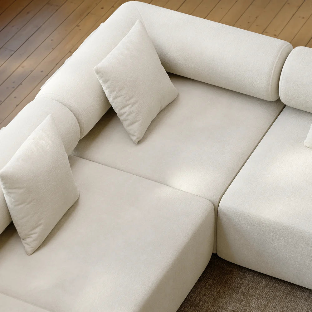 Japandi Velvet L-Shape Sectional Sofa