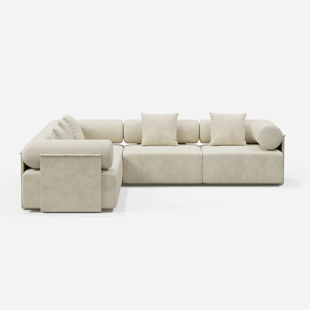 Japandi Velvet L-Shape Sectional Sofa