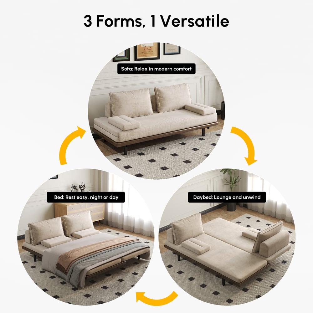 Japandi Cotton & Linen Sleeper Sofa – view 4