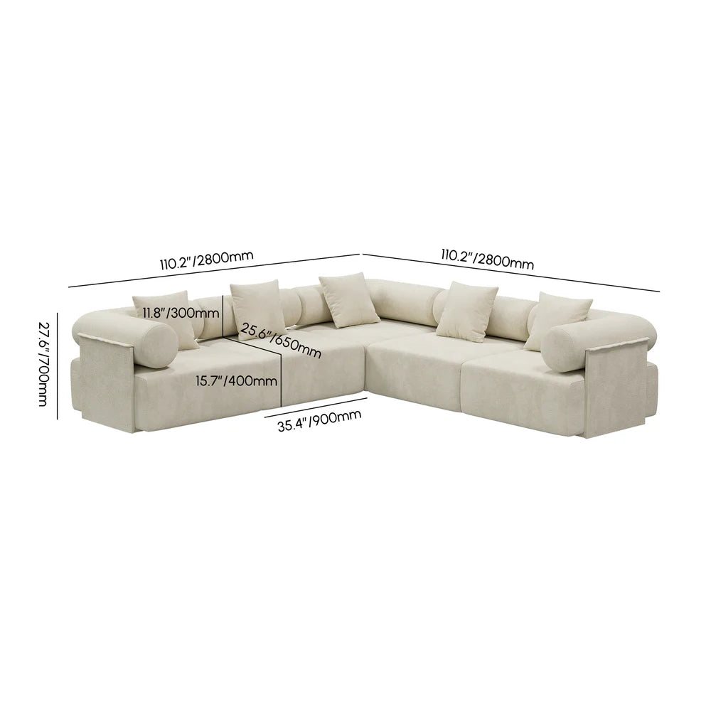Japandi Velvet L-Shape Sectional Sofa