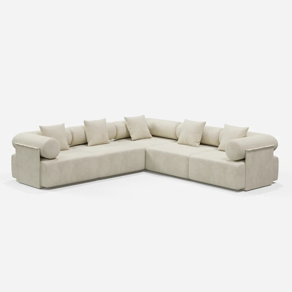 Japandi Velvet L-Shape Sectional Sofa