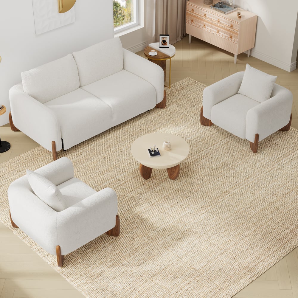 Japandi White Boucle Sleeper Sofa (Queen) – view 7