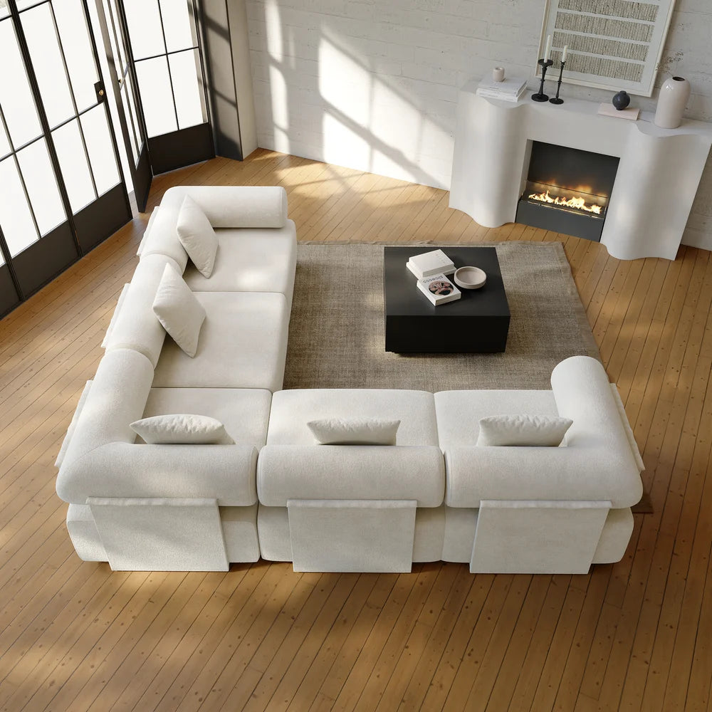 Japandi Velvet L-Shape Sectional Sofa