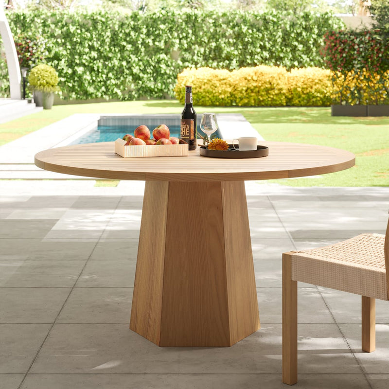 Japandi 5-Piece Teak Dining Set With Rope Woven Chairs