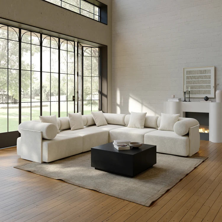Japandi Velvet L-Shape Sectional Sofa