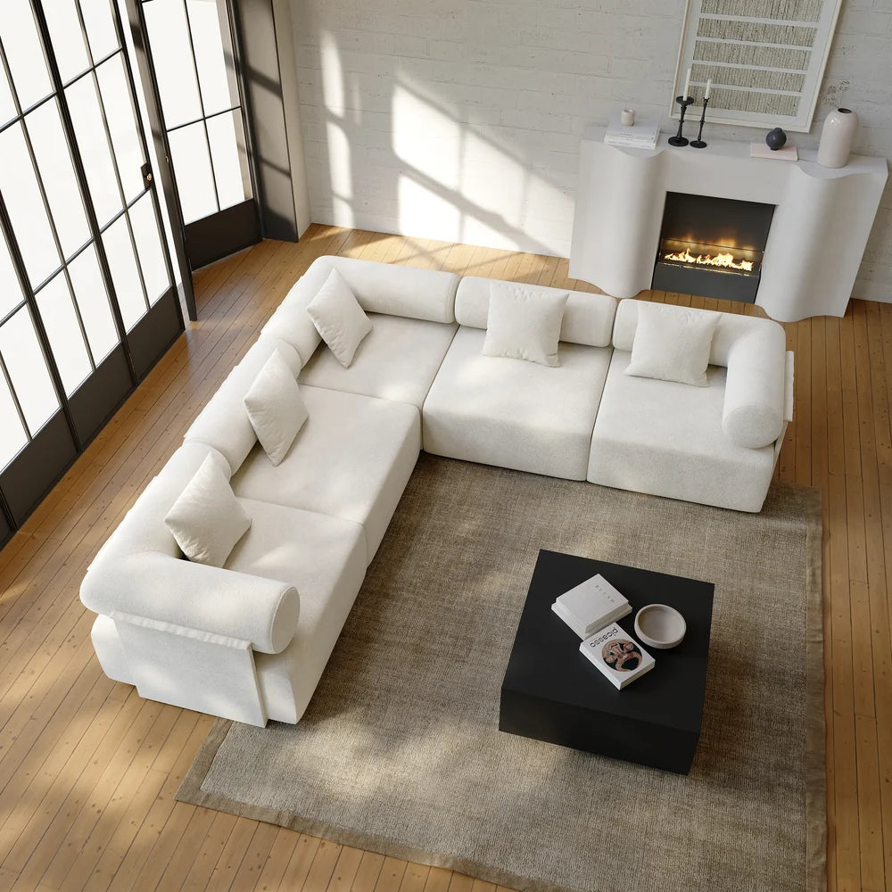 Japandi Velvet L-Shape Sectional Sofa
