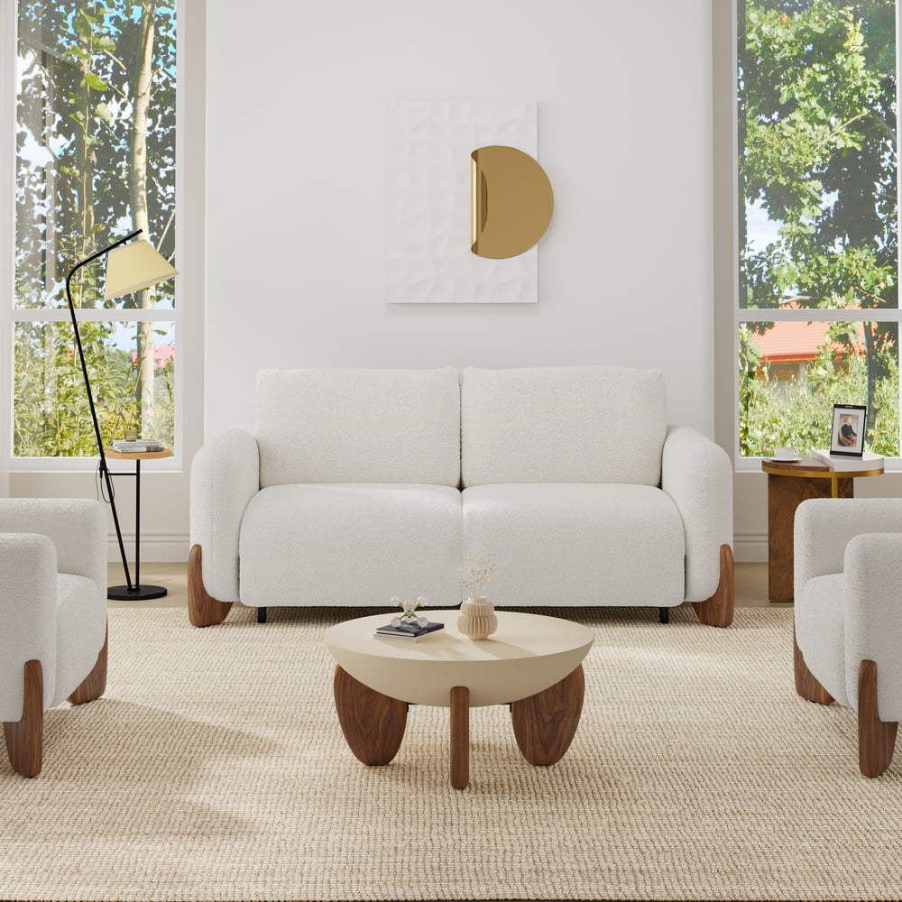 Japandi White Boucle Sleeper Sofa (Queen) – view 5