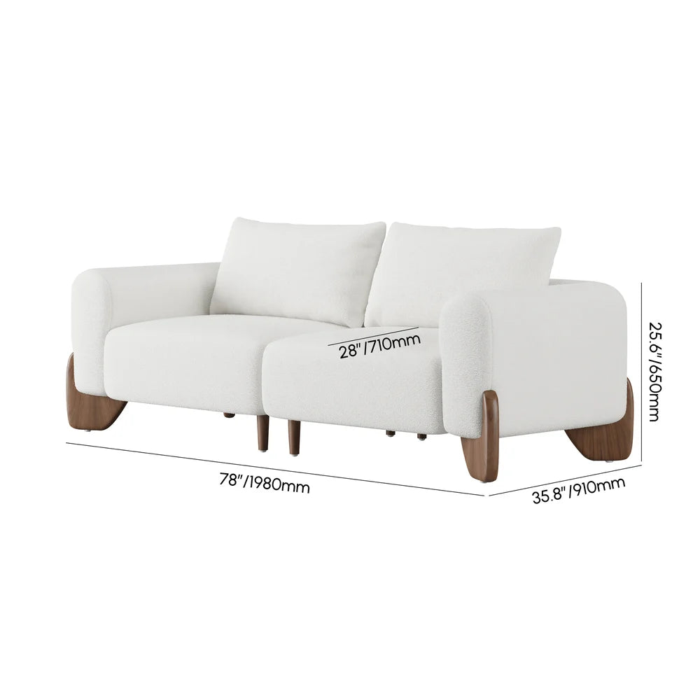 Japandi Wood and Bouclé Sofa
