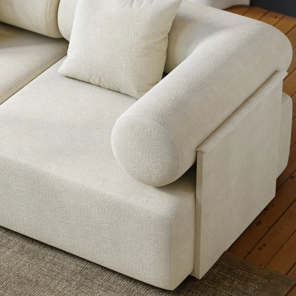 Japandi Velvet L-Shape Sectional Sofa