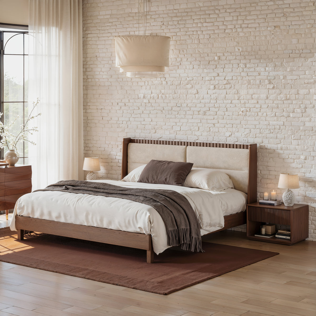 Walnut bed front view