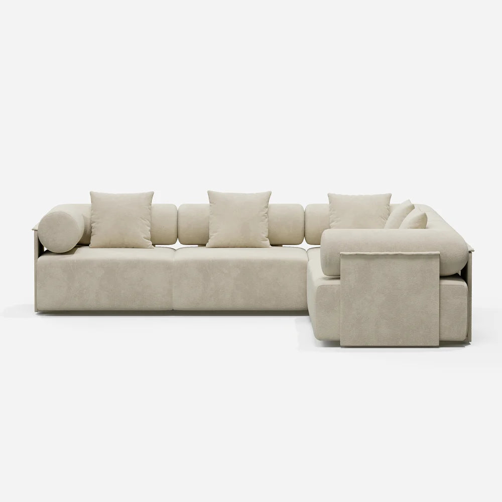 Japandi Velvet L-Shape Sectional Sofa