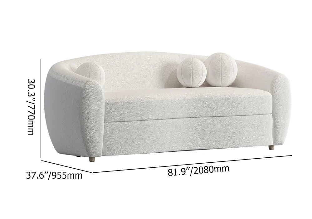 Japandi Teddy Velvet 3 Seaters Curved Sofa