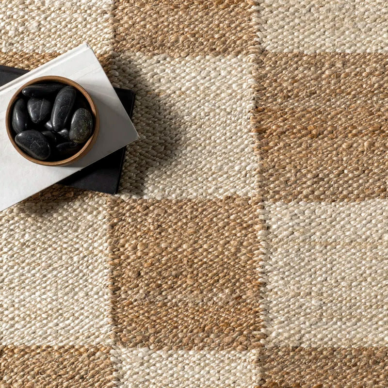 Japandi Checkered Jute Rug