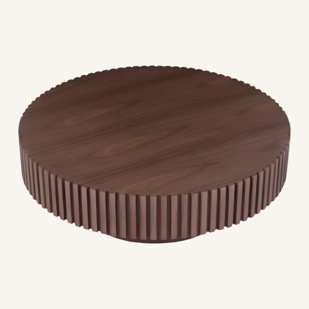 Japandi Round Walnut Coffee Table