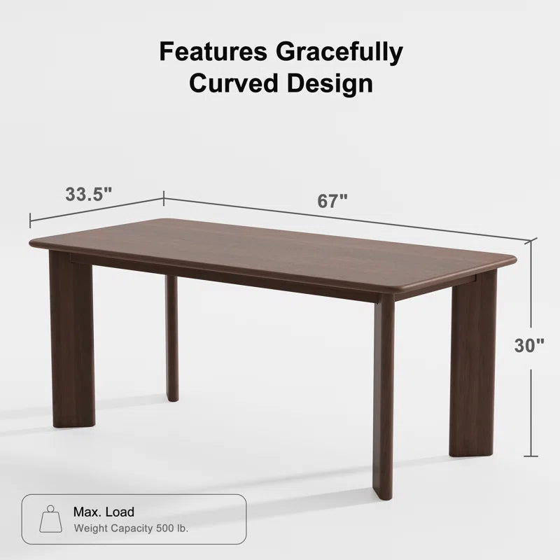 Rectangular Wood Japandi Dining Table with Four Legs