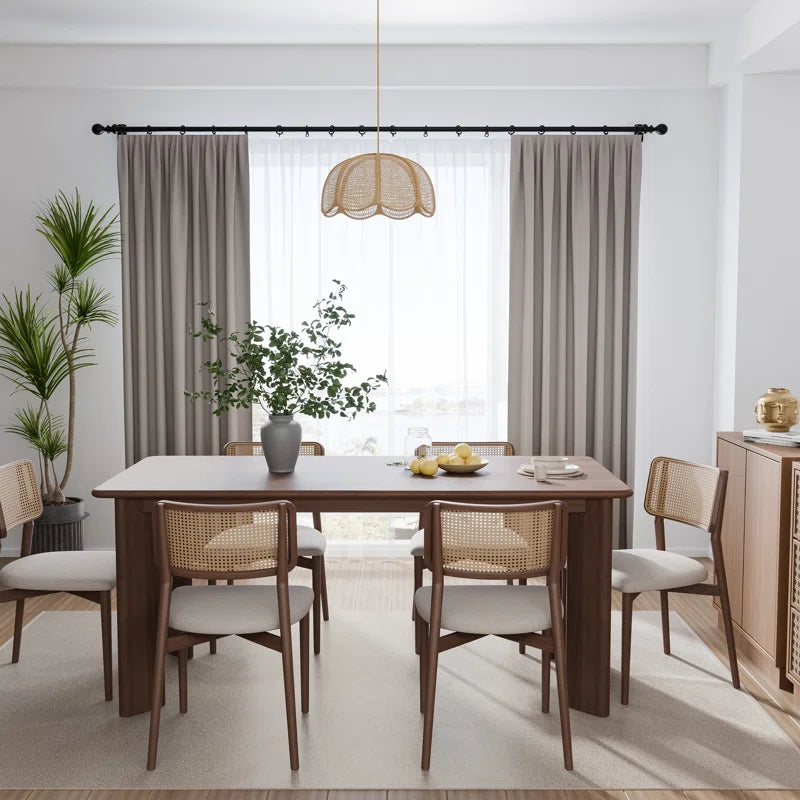 Rectangular Wood Japandi Dining Table with Four Legs
