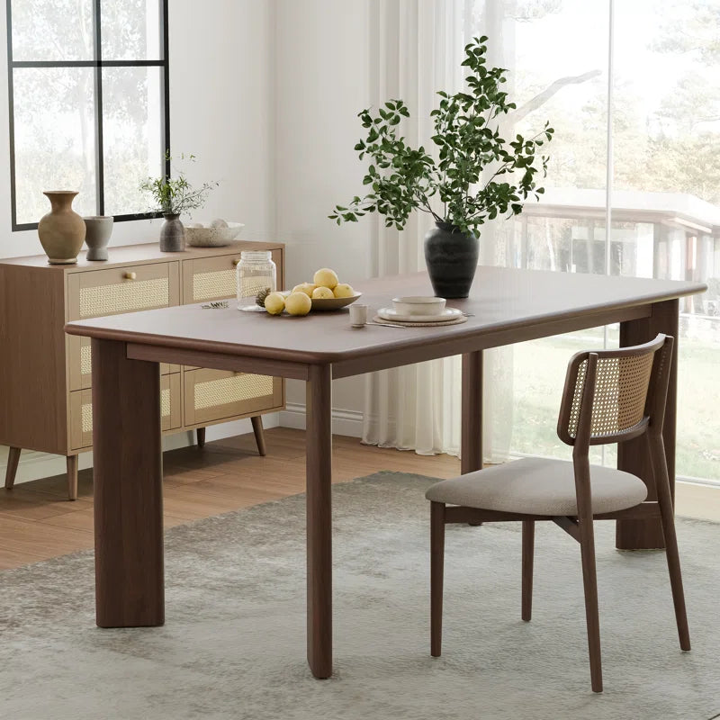 Rectangular Wood Japandi Dining Table with Four Legs