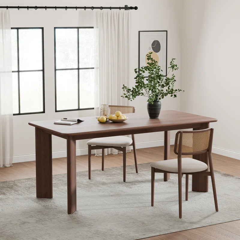 Rectangular Wood Japandi Dining Table with Four Legs