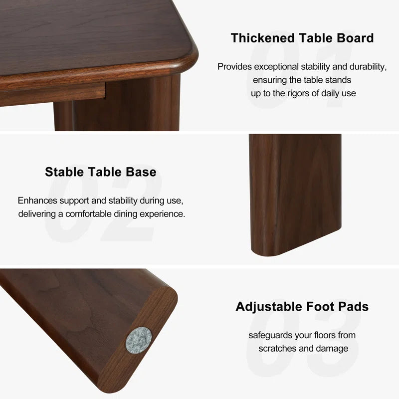 Rectangular Wood Japandi Dining Table with Four Legs
