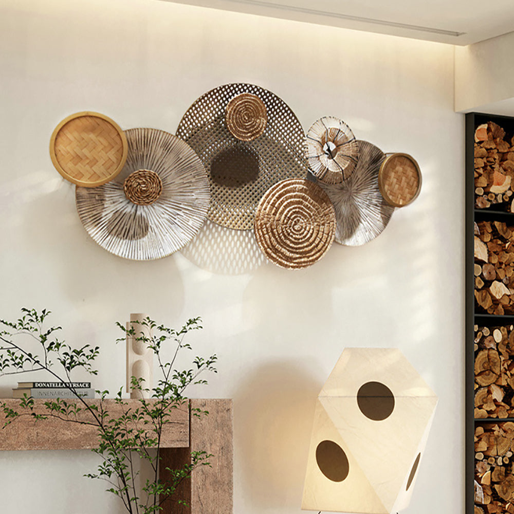 Japandi Round Woven Rattan Wall Decor