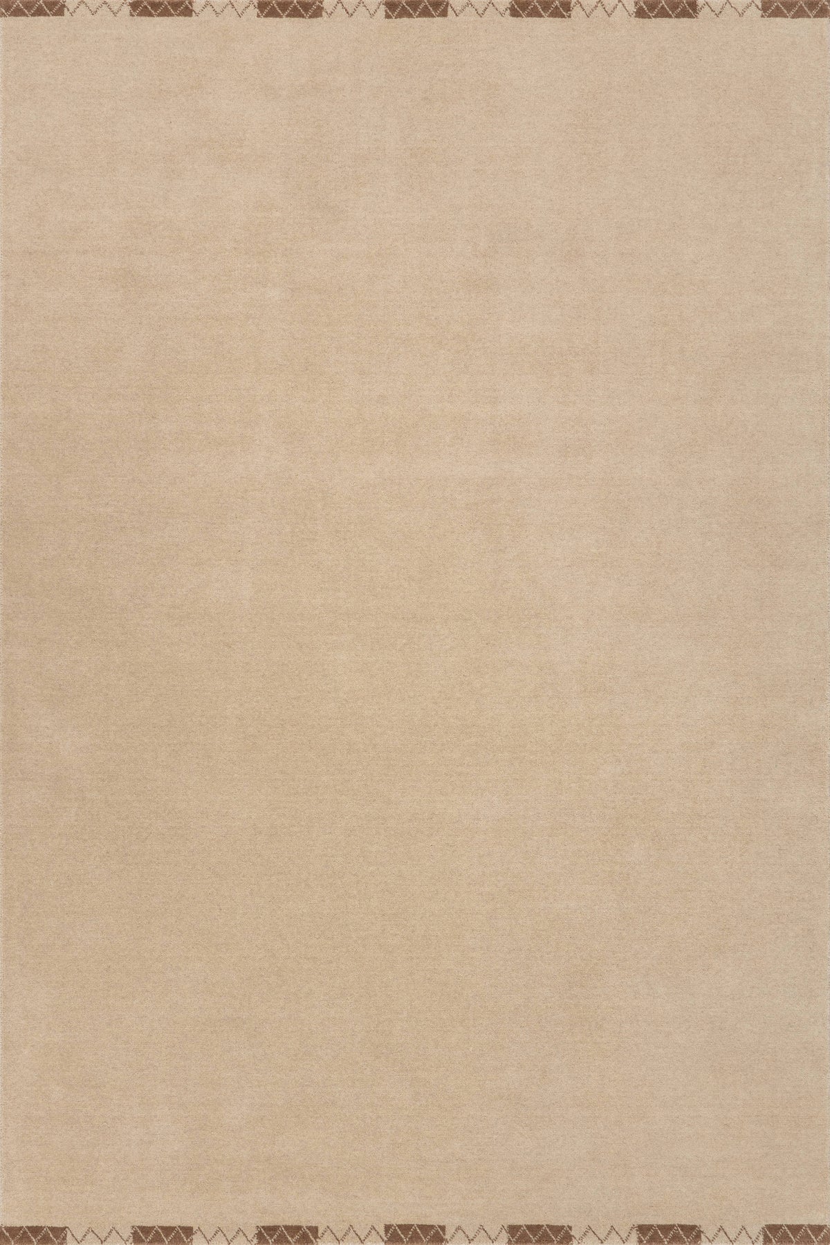 Japandi Tan Wool Rug with End Borders - Terre