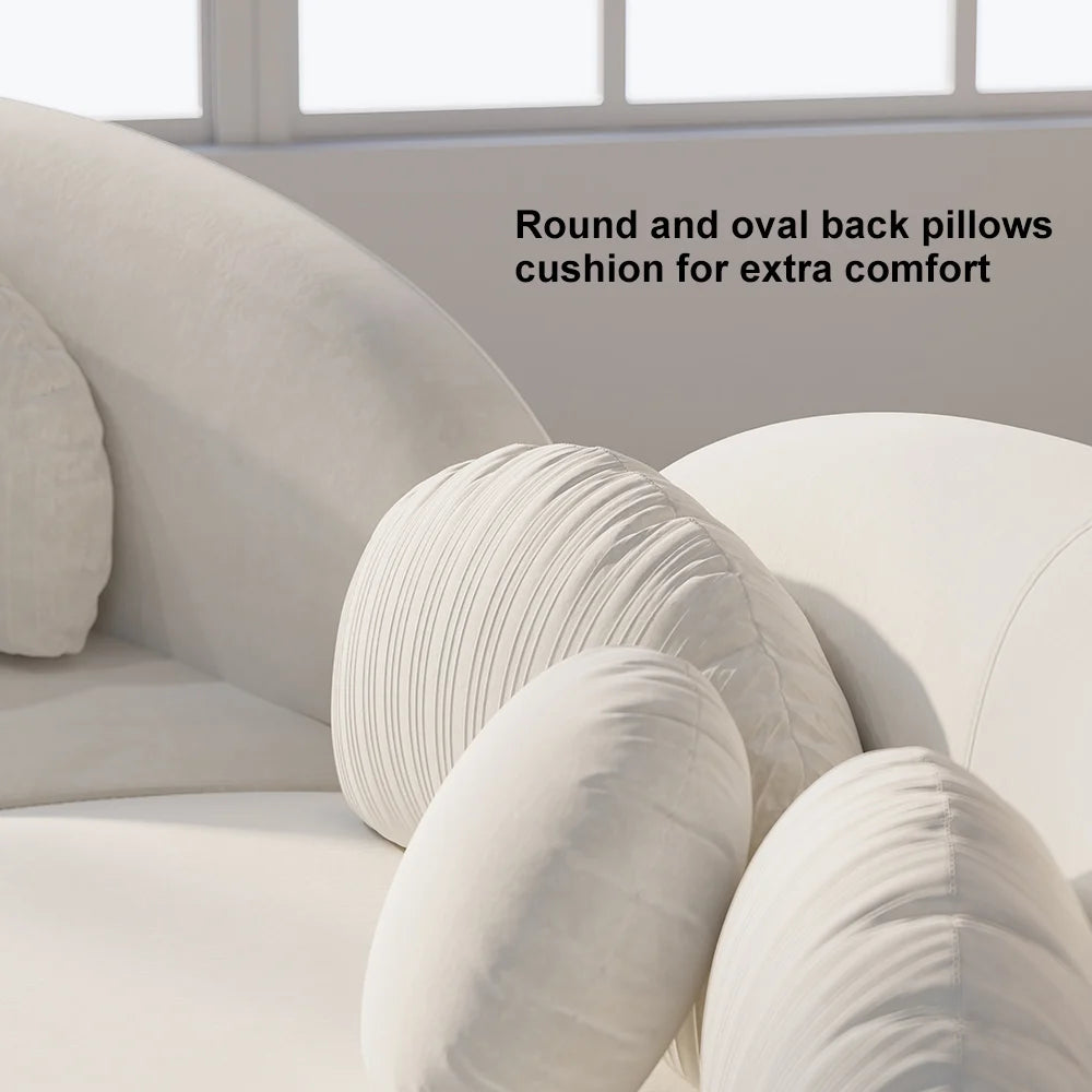Japandi Curved Velvet Sectional Sofa