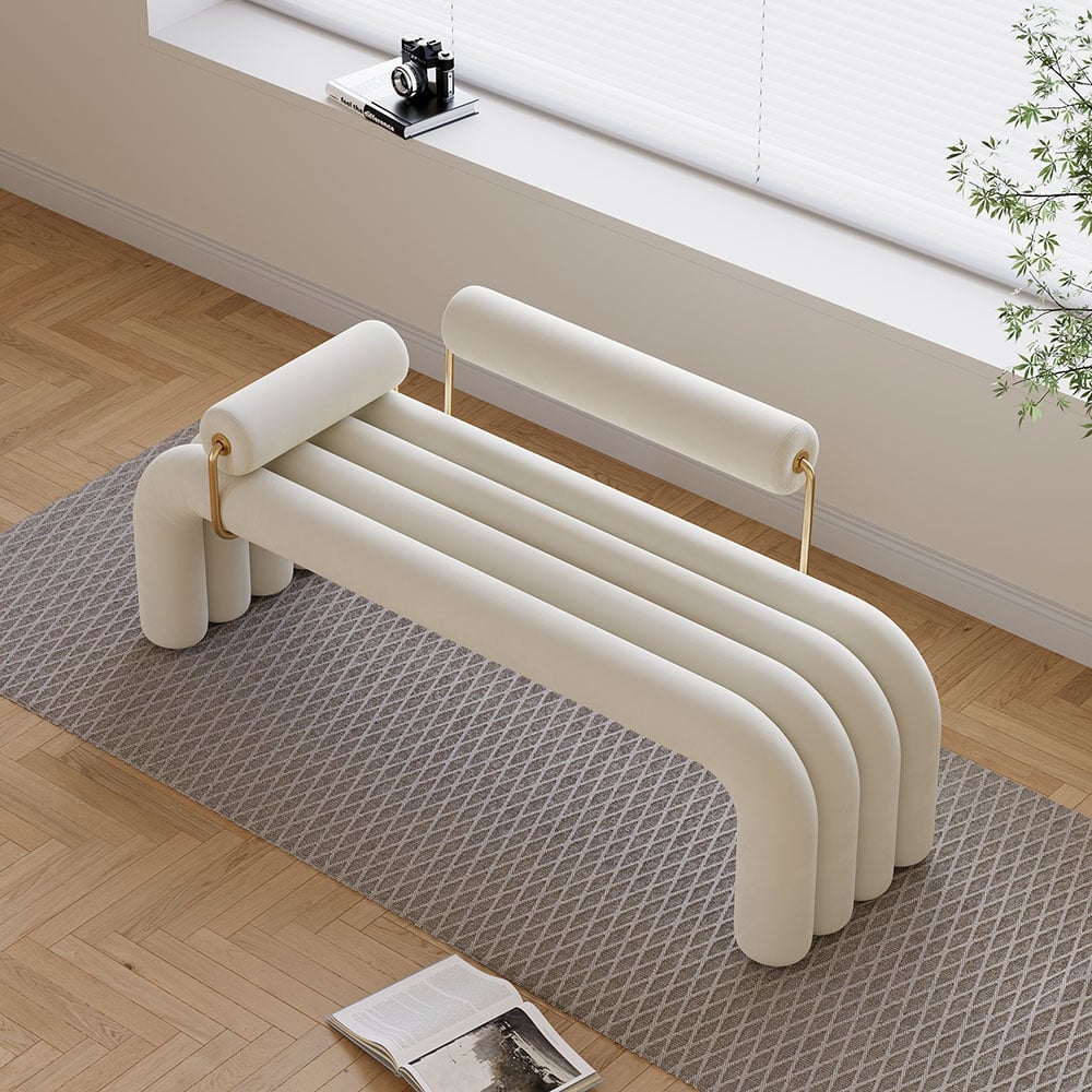 Japandi Modern Velvet Bench