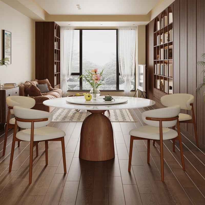 Faux Marble Pedestal Japandi Dining Set – Orren Ellis