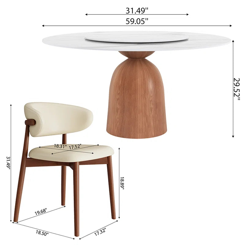 Faux Marble Pedestal Japandi Dining Set – Orren Ellis