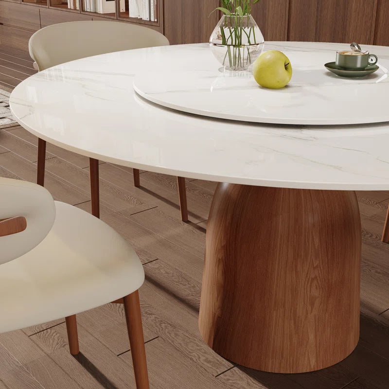 Faux Marble Pedestal Japandi Dining Set – Orren Ellis