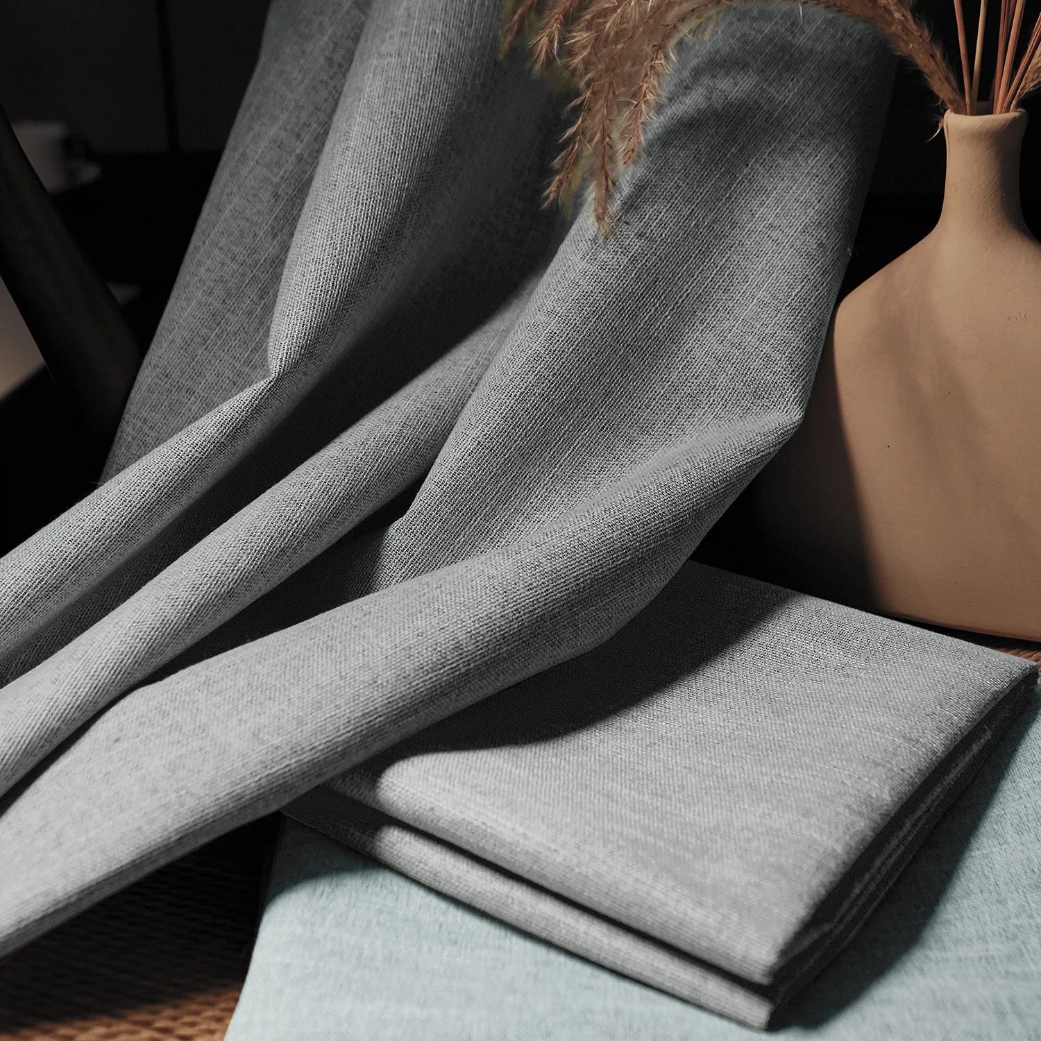 Japandi Custom Linen Total Blackout Curtains