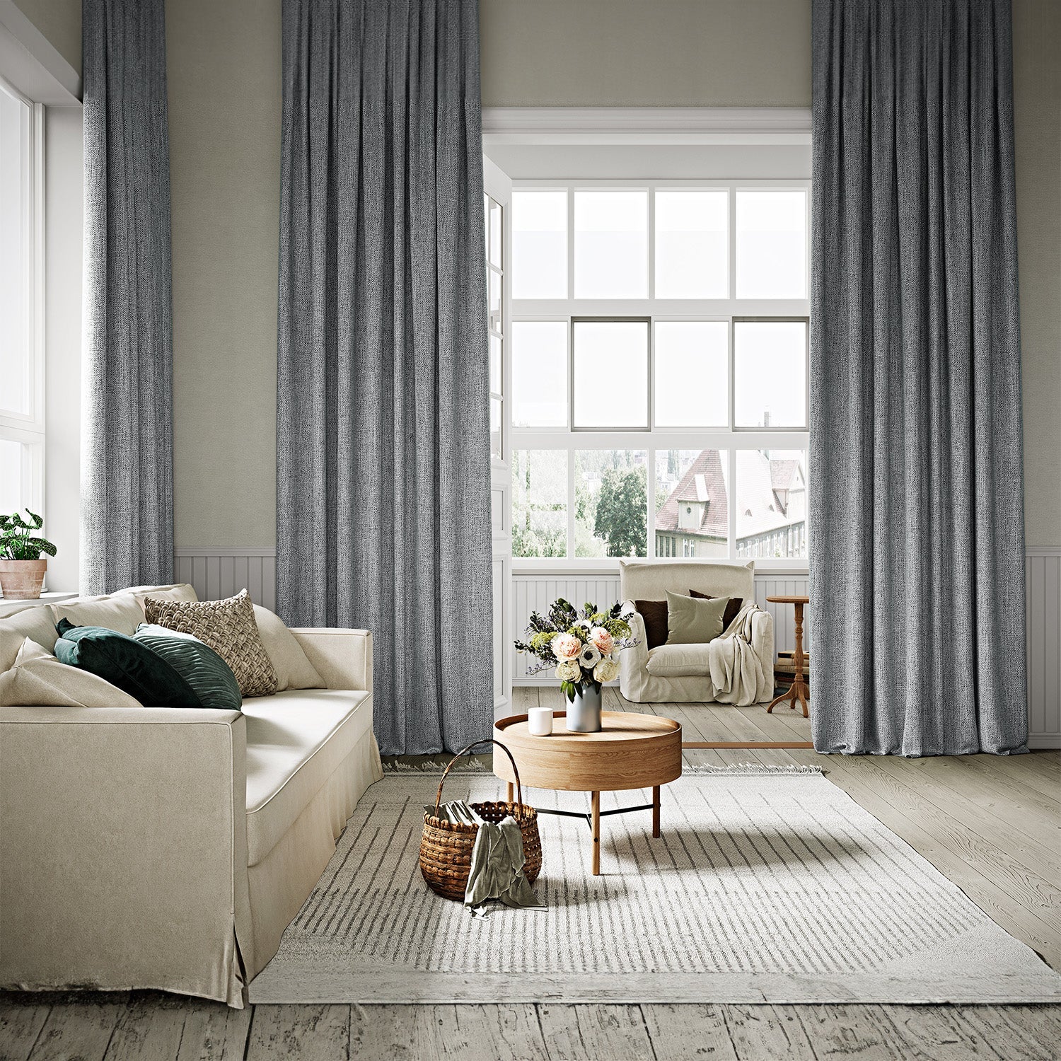 Japandi Custom Linen Total Blackout Curtains