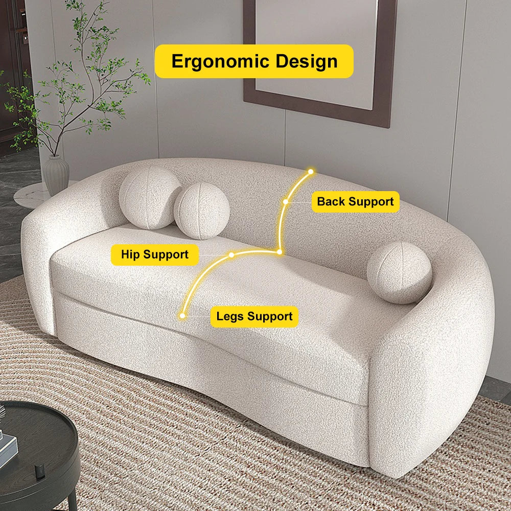 Japandi Teddy Velvet 3 Seaters Curved Sofa