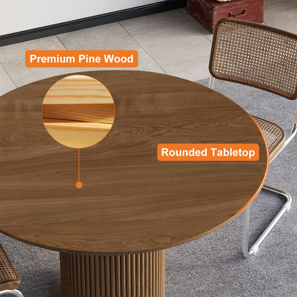 Japandi Round Walnut Dining Table for 2 – view 3