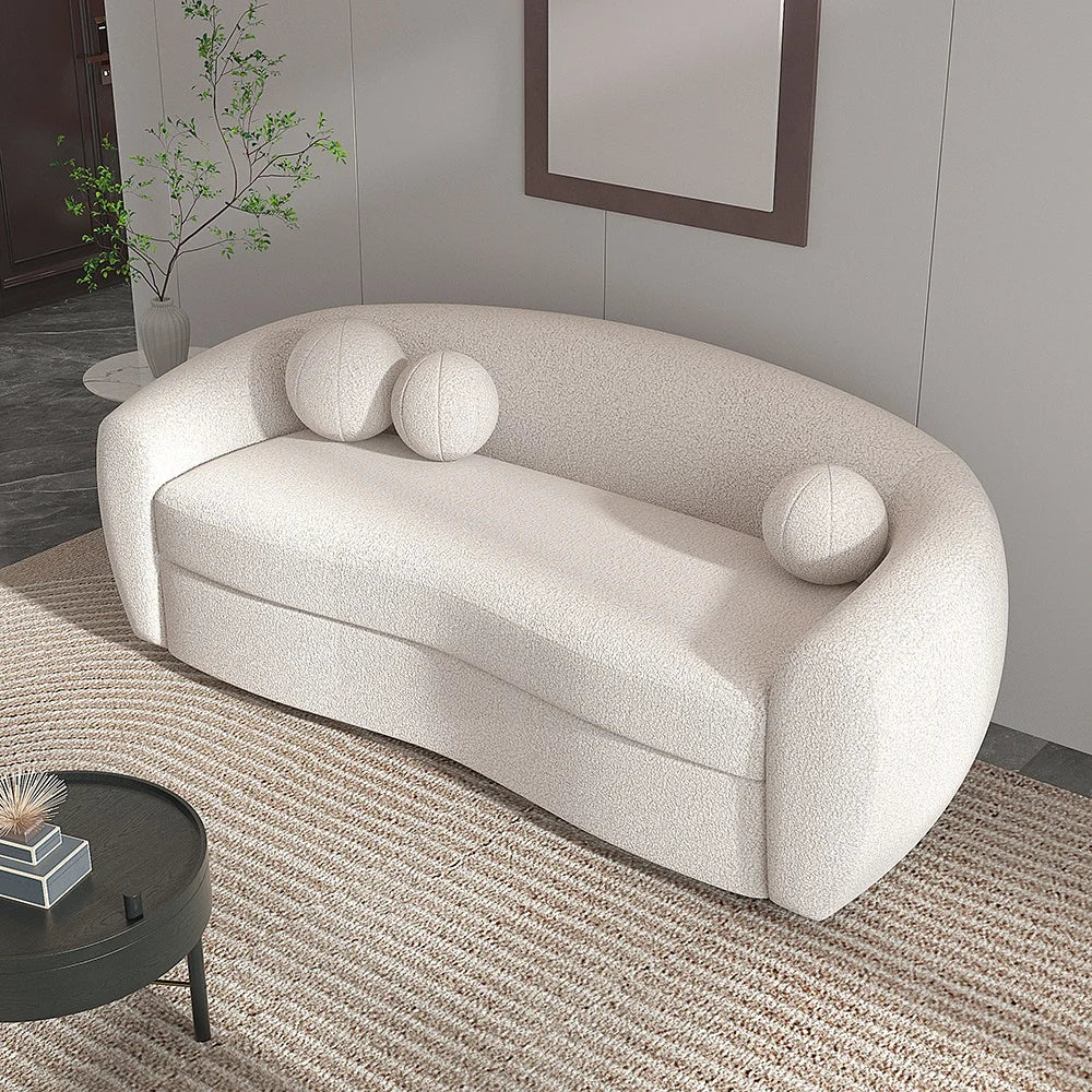 Japandi Teddy Velvet 3 Seaters Curved Sofa