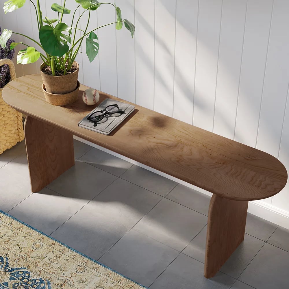 Japandi Oval Wood Bench